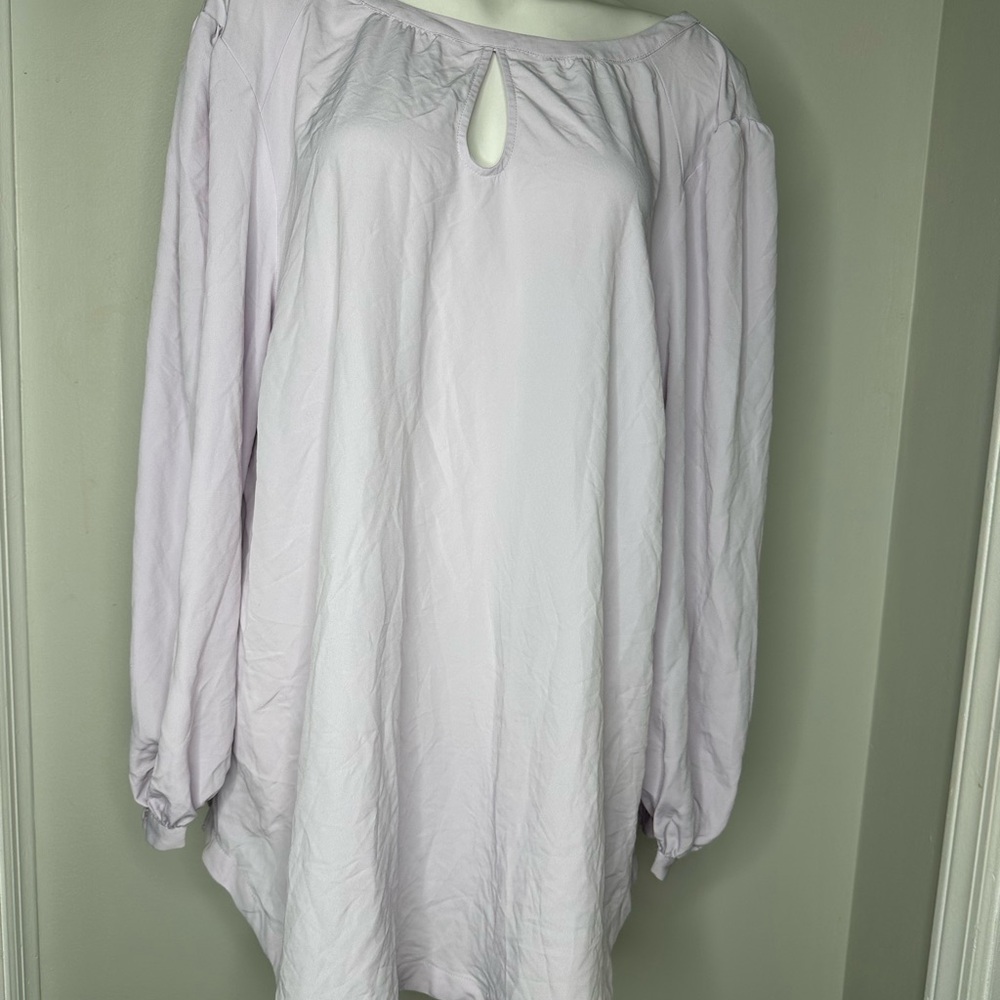 Melissa McCarthy light purple tie back long sleeve blouse size 1x
